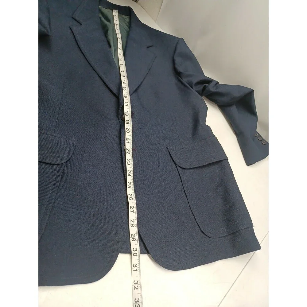 Vtg JC Penney Quad Mens Navyblue Sport Coat Blazer Jacket 2 button 46